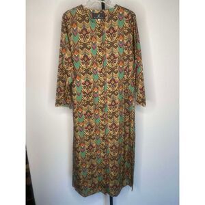 Peruvian Connection southwestern kurti/caftan‎ front button shirt dress size S